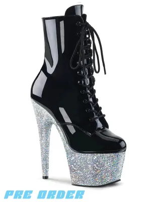 ADORE-1020LG - BLACK PATENT / SILVER GLITTER ✰ PRE ORDER ✰