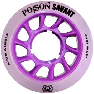 Atom Poison Savant Roller Skate Wheels 59x38mm 84a - Purple (Set of 4)