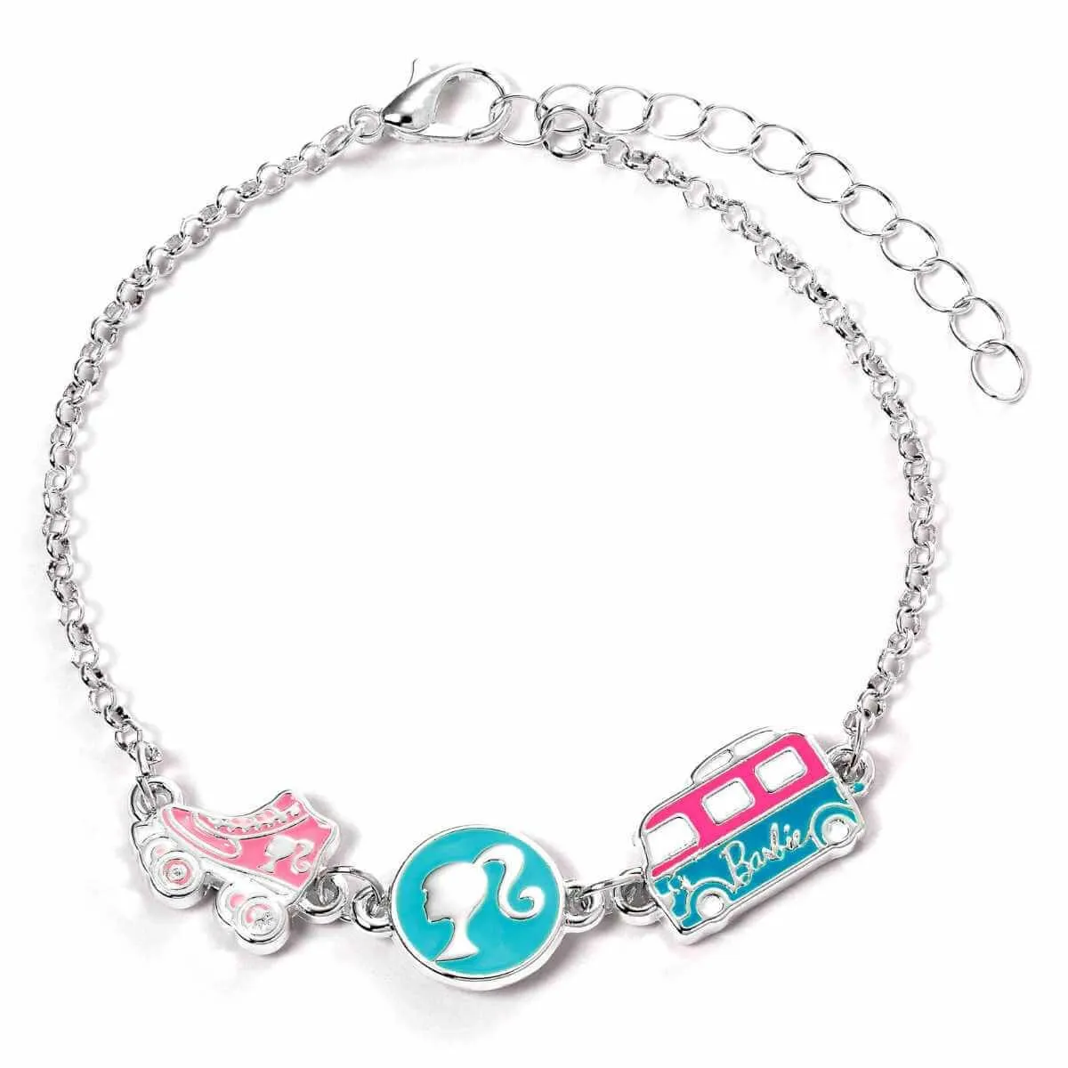 Barbie™️ Charm Bracelet with three classic Charms - Silhouette, Roller Skates and Campervan - Barbie x Carat Shop