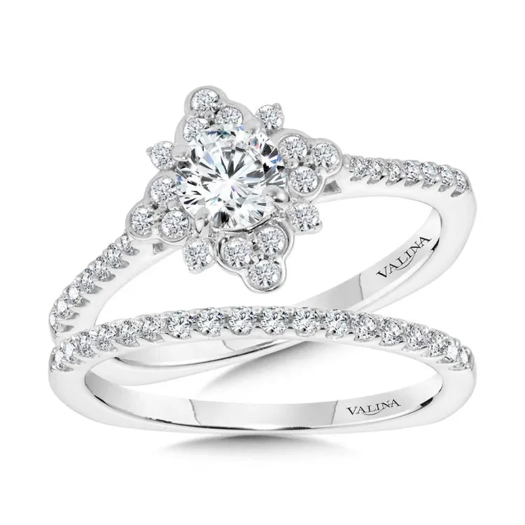 Bezel-Set Sun Burst Diamond Halo Engagement Ring