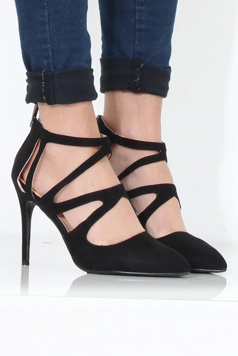 Black Suede Pointed Heels - Abi