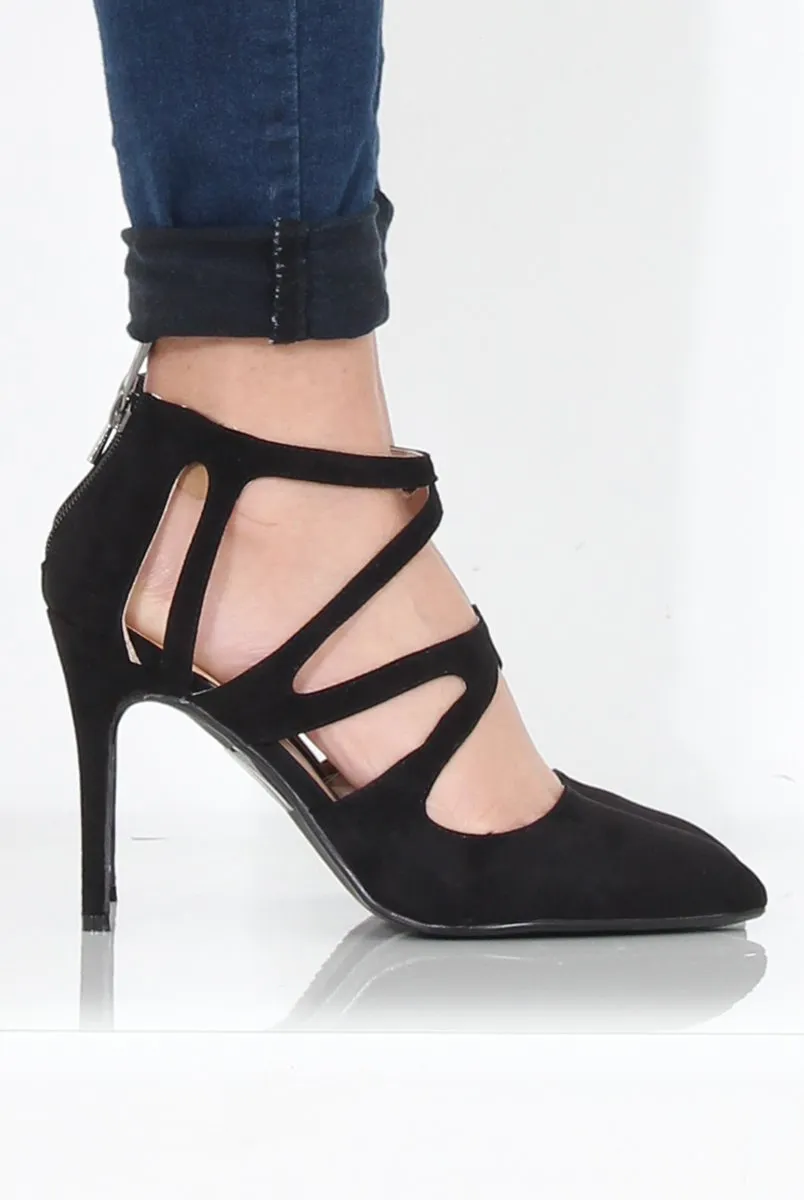 Black Suede Pointed Heels - Abi