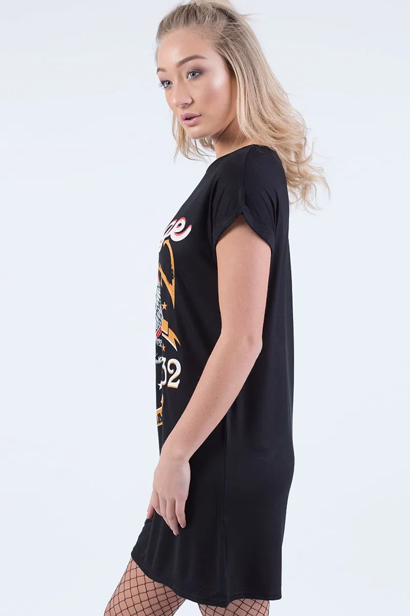 Black Vintage Eagle T-Shirt Dress -  Eloise