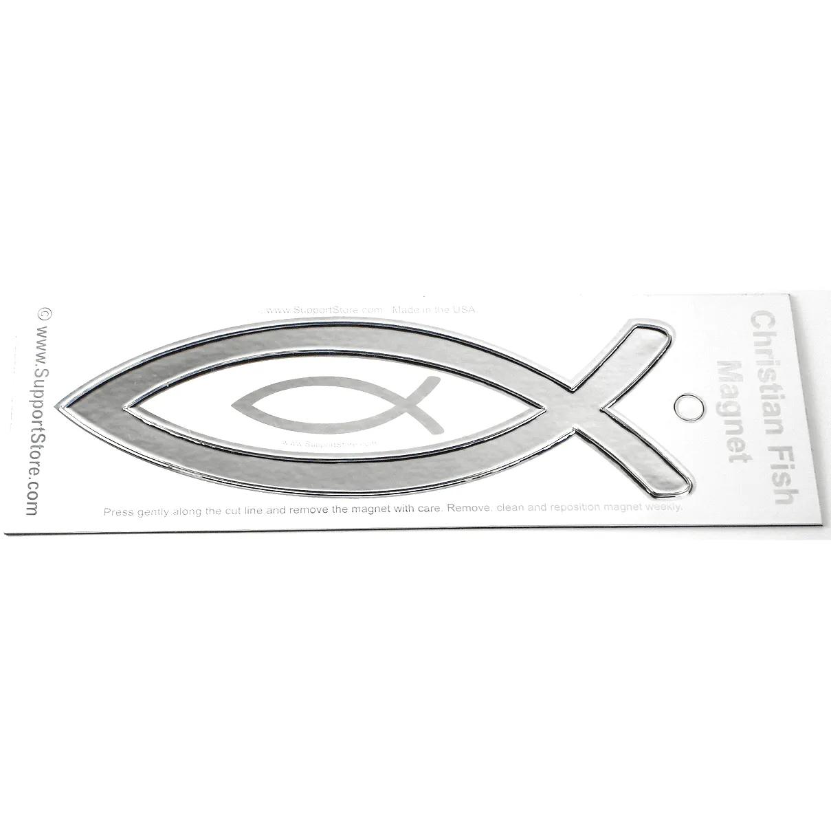 Christian Fish Chrome Look  Emblem - Magnetic