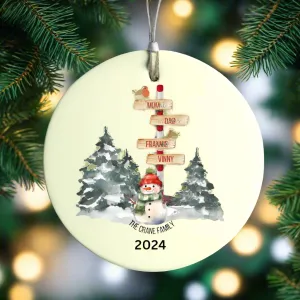 christmas bauble ornament personalised with family members names