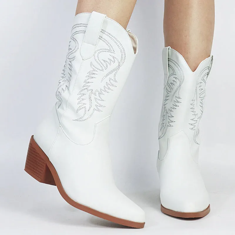 Classic Country Girl Cowboy Boots with Unique Embroidery