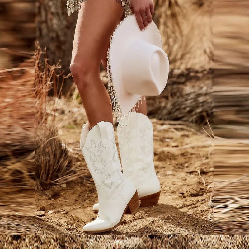 Classic Country Girl Cowboy Boots with Unique Embroidery