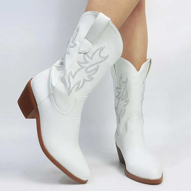 Classic Country Girl Cowboy Boots with Unique Embroidery