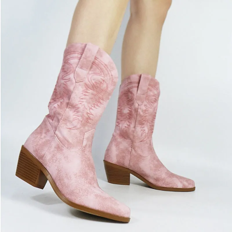 Classic Country Girl Cowboy Boots with Unique Embroidery