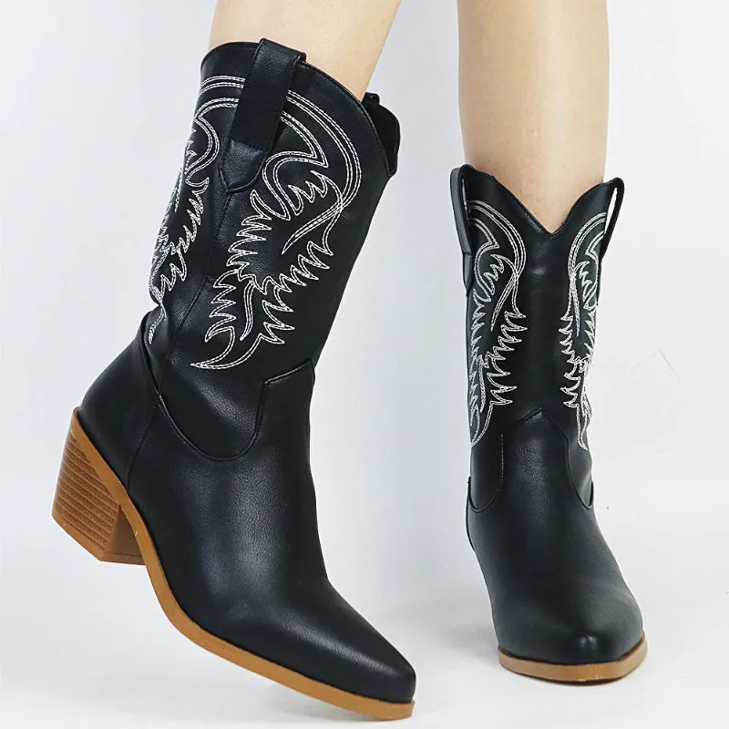 Classic Country Girl Cowboy Boots with Unique Embroidery