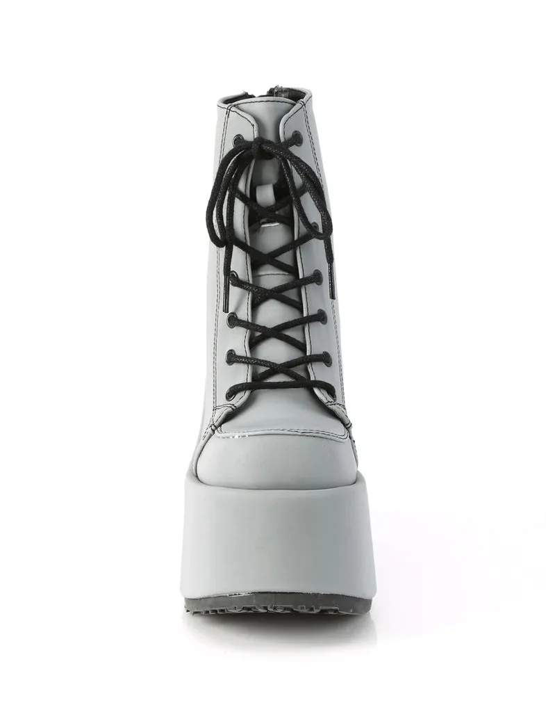 DEMONIA CAMEL-203 BOOTS - GREY REFLECTIVE ✰ PRE ORDER ✰