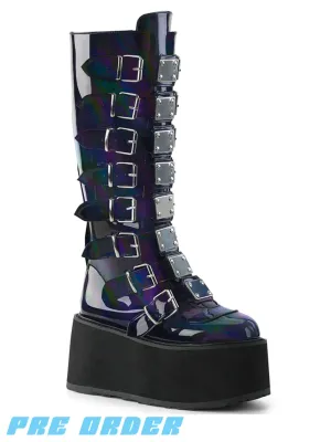 DEMONIA DAMNED-318 - BLACK HOLOGRAM VEGAN LEATHER ✰ PRE ORDER ✰