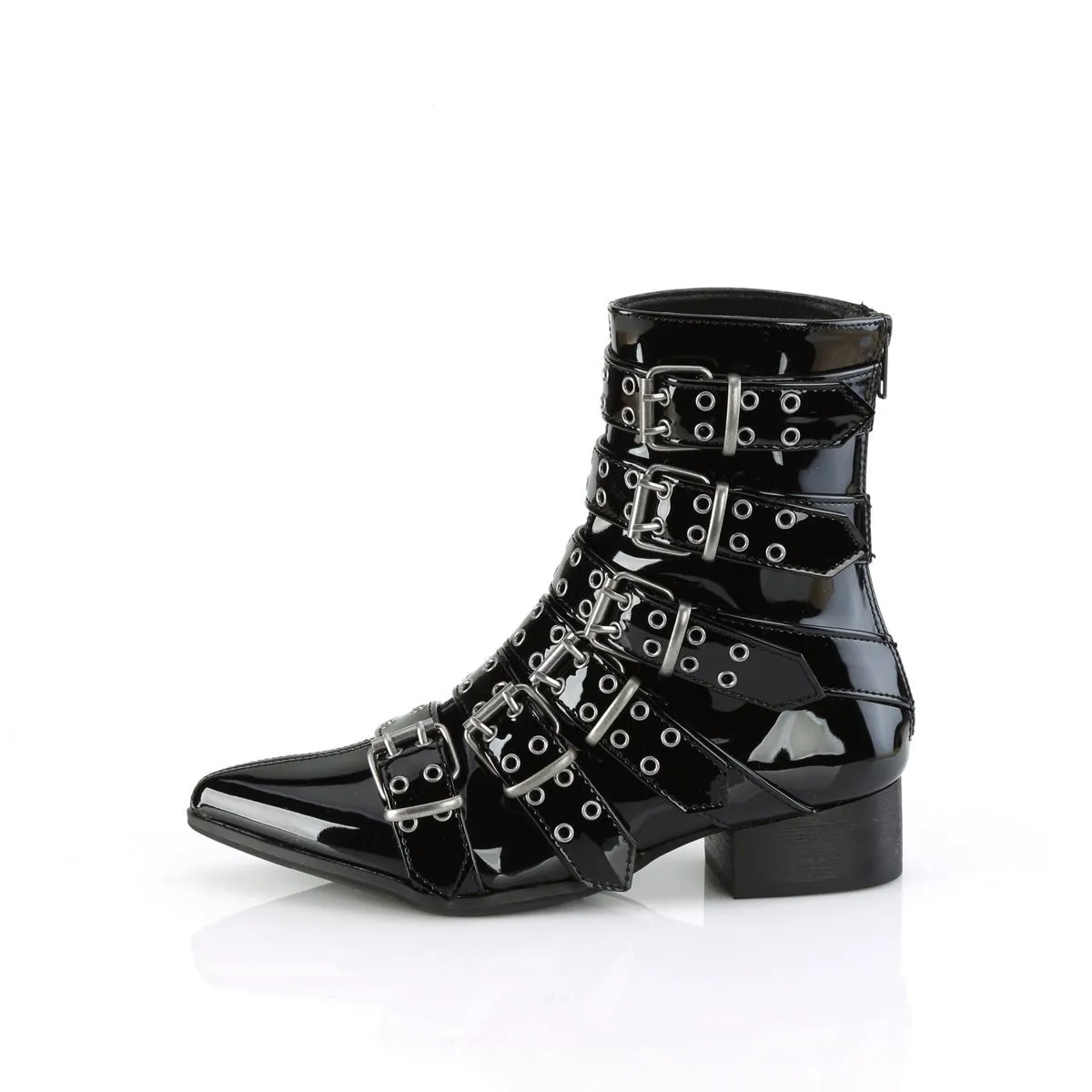 Demonia WARLOCK-70 | Black Patent Leather Unisex Boots