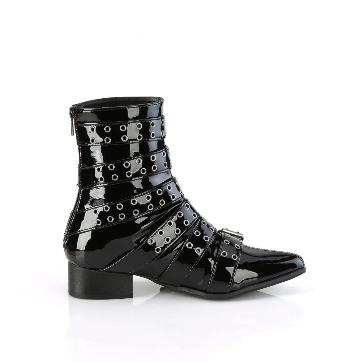 Demonia WARLOCK-70 | Black Patent Leather Unisex Boots