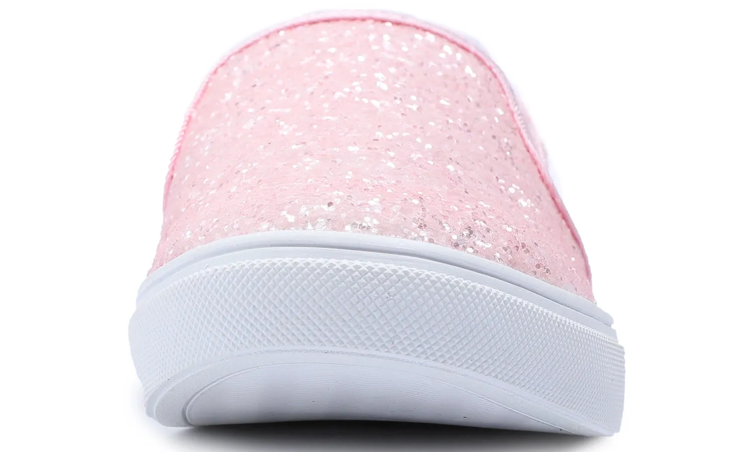 Feversole Women's Glitter Baby Pink Slip On Sneaker Casual Flat Loafers