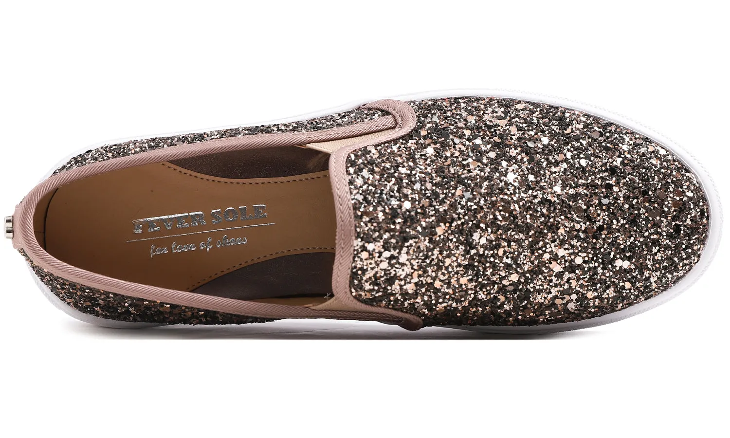 Feversole Women's Glitter Brown Slip On Sneaker Casual Flat Loafers