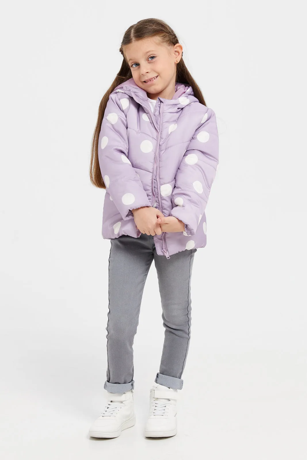 Girls Lilac Polka Padded Jacket