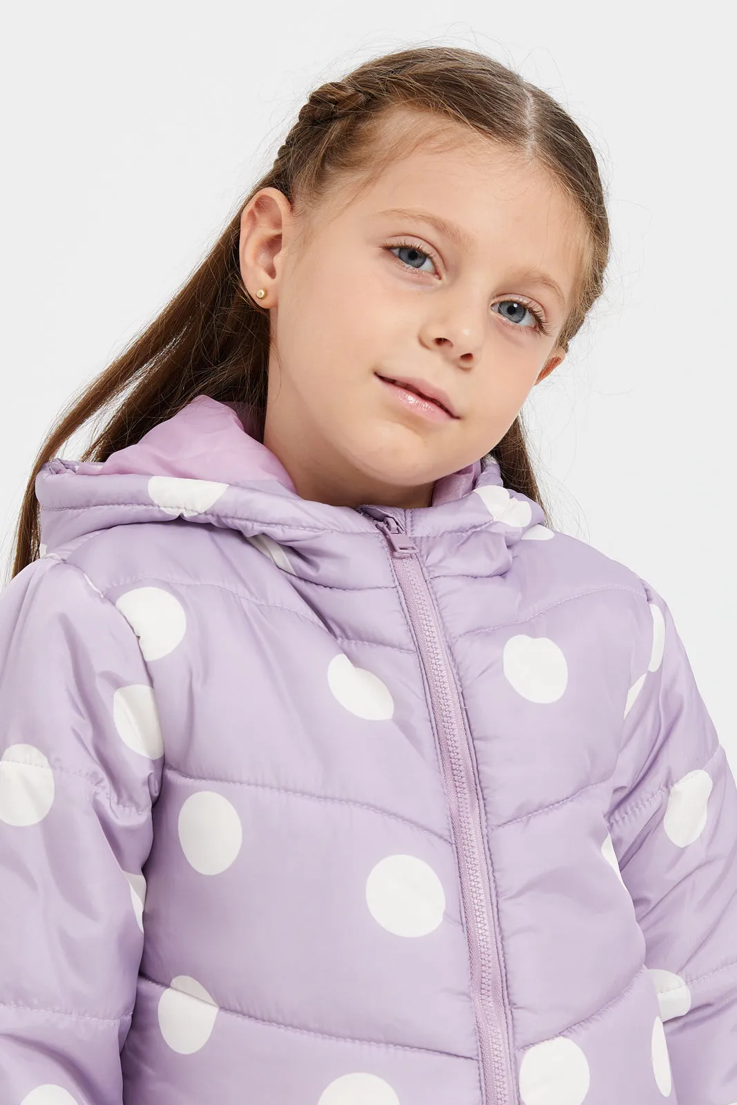 Girls Lilac Polka Padded Jacket