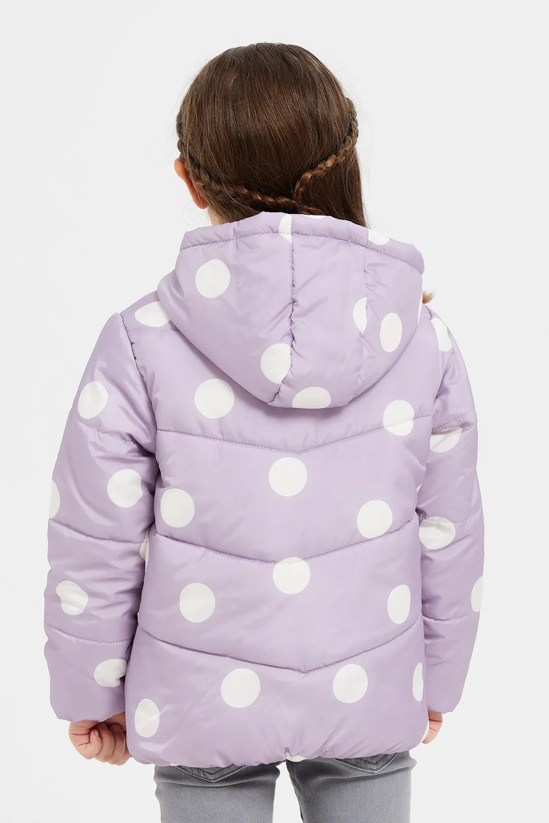 Girls Lilac Polka Padded Jacket