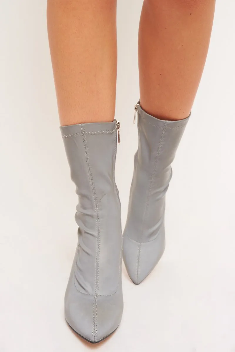 Grey Reflective Pointed Sock Boot - Kalysta