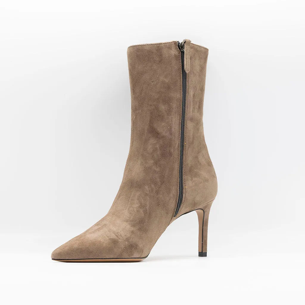 High Shaft Ankle Boots in Taupe Suede