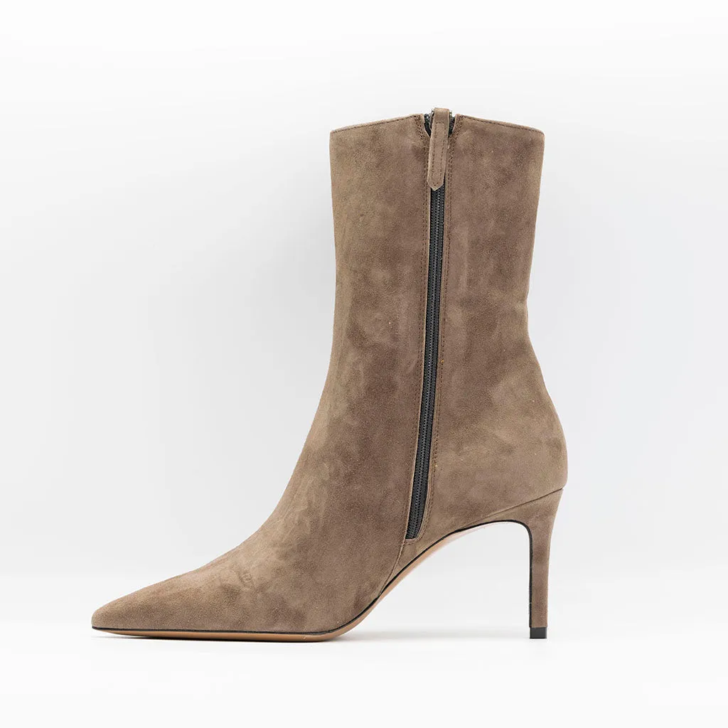 High Shaft Ankle Boots in Taupe Suede