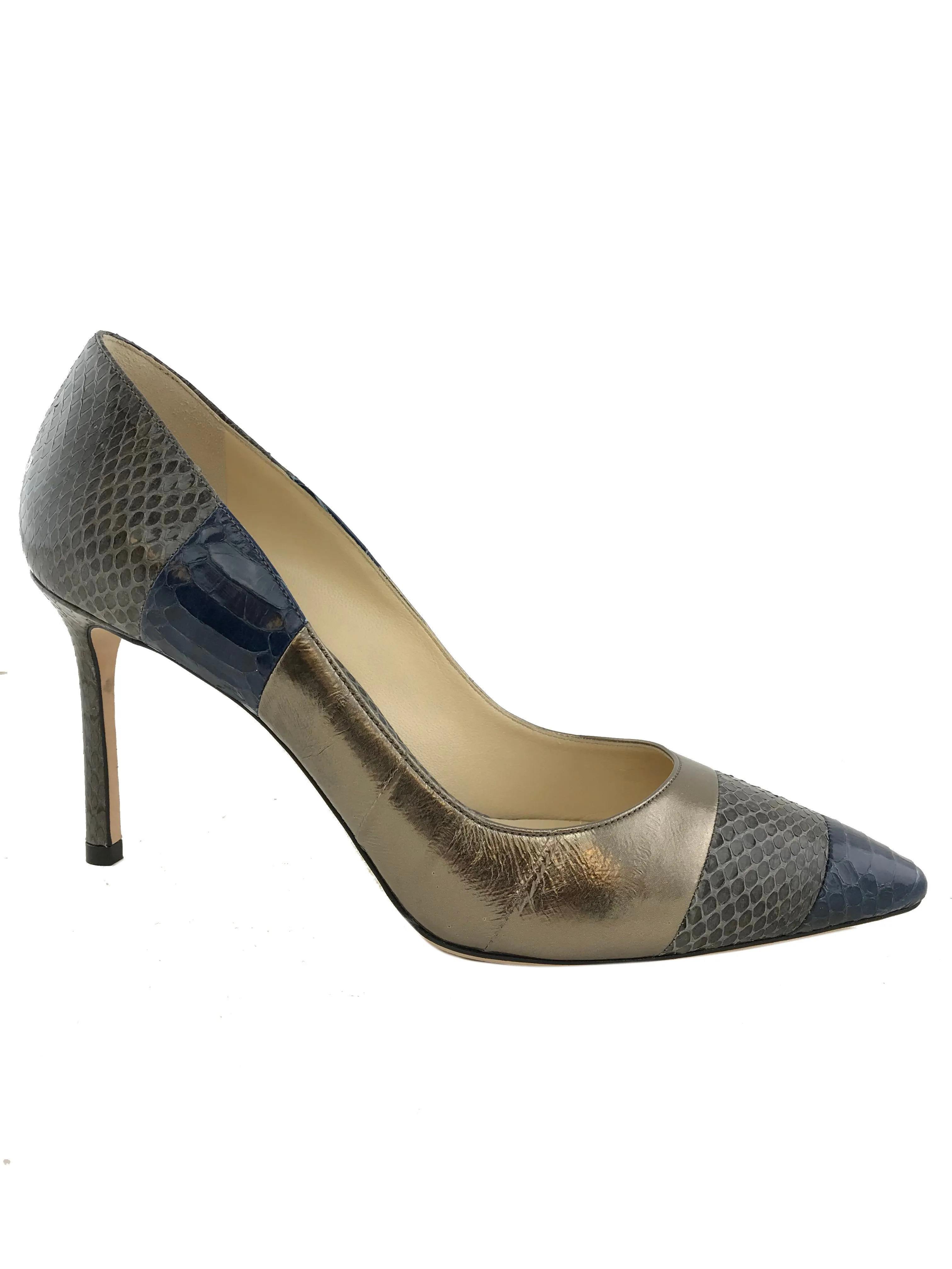 Jimmy Choo Metallic Leather Snakeskin Pumps Size 7.5