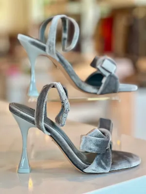 Lo18470 Grey Velvet Bow Heel