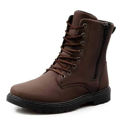 Men Comfy Side Zipper Microfiber Leather Mid Calf Boots