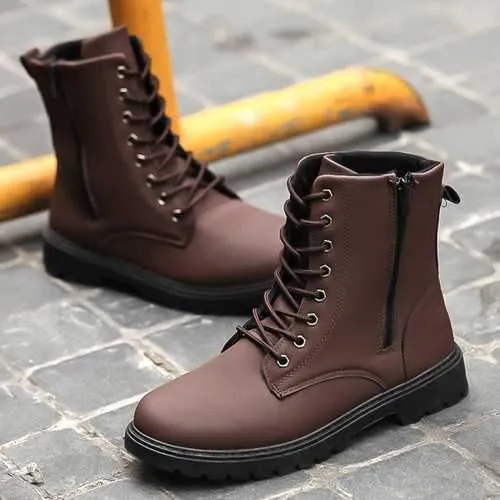 Men Comfy Side Zipper Microfiber Leather Mid Calf Boots