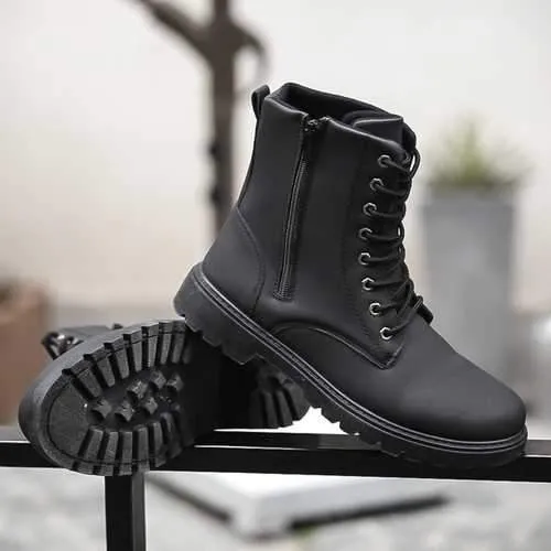 Men Comfy Side Zipper Microfiber Leather Mid Calf Boots