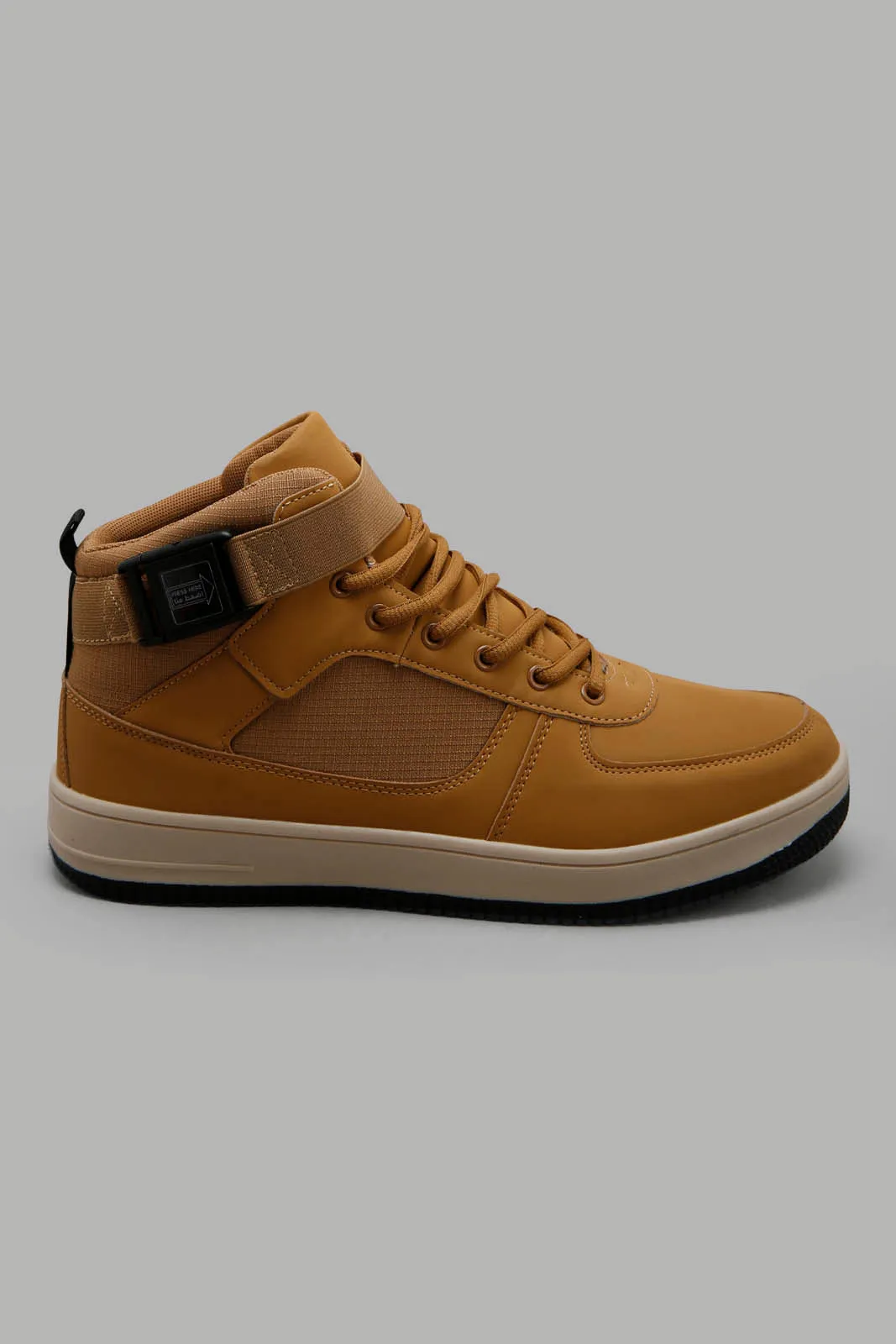 Men Tan High-Top Boots