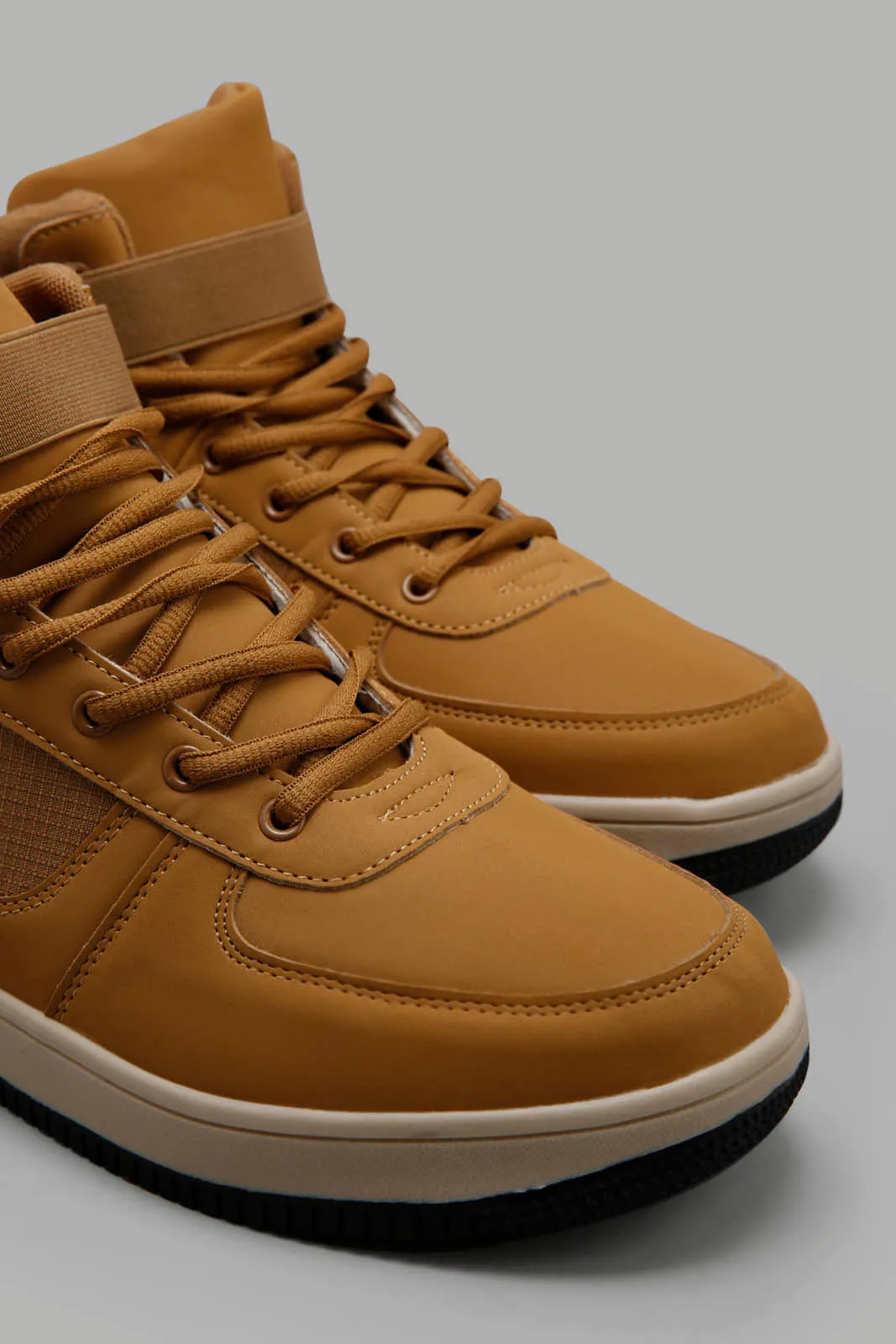 Men Tan High-Top Boots