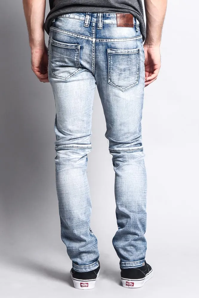 Men's Faded Skinny Biker Denim Jeans