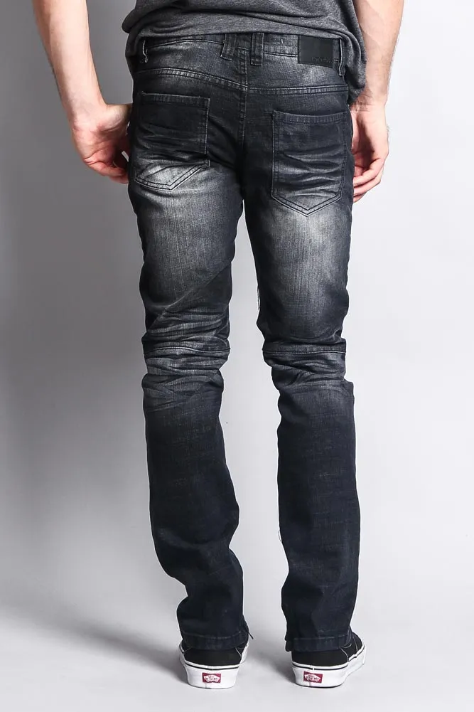 Men's Faded Skinny Biker Denim Jeans