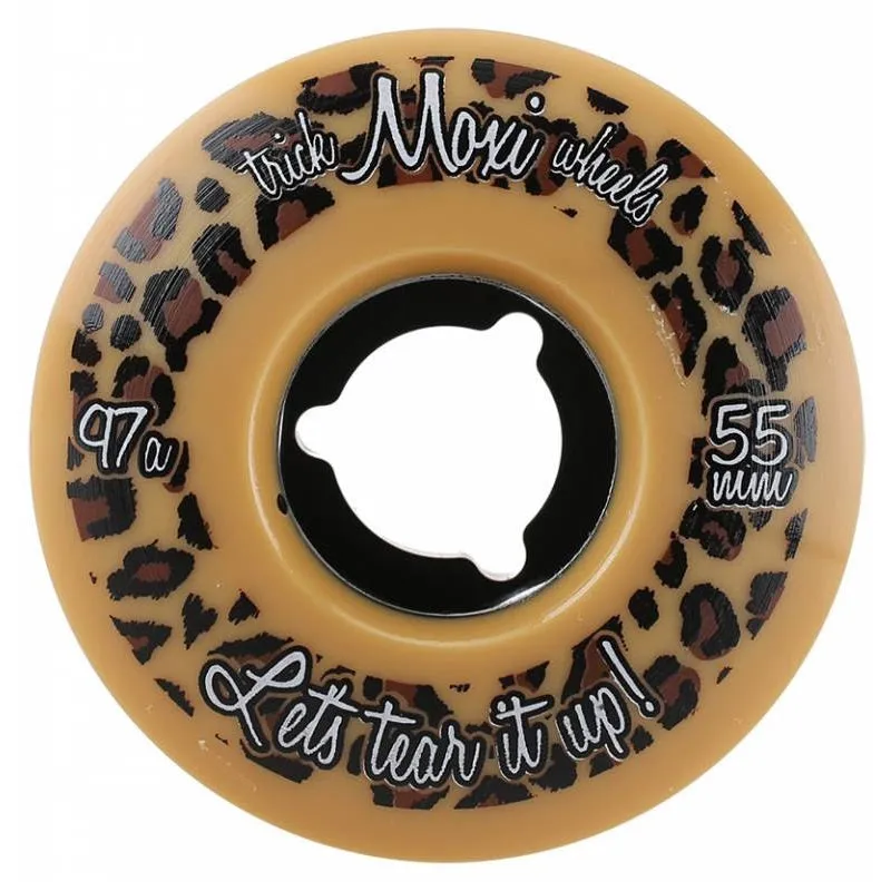 Moxi Trick Roller Skate Wheels 55mm 97a - Tan Leopard (4 Pack)