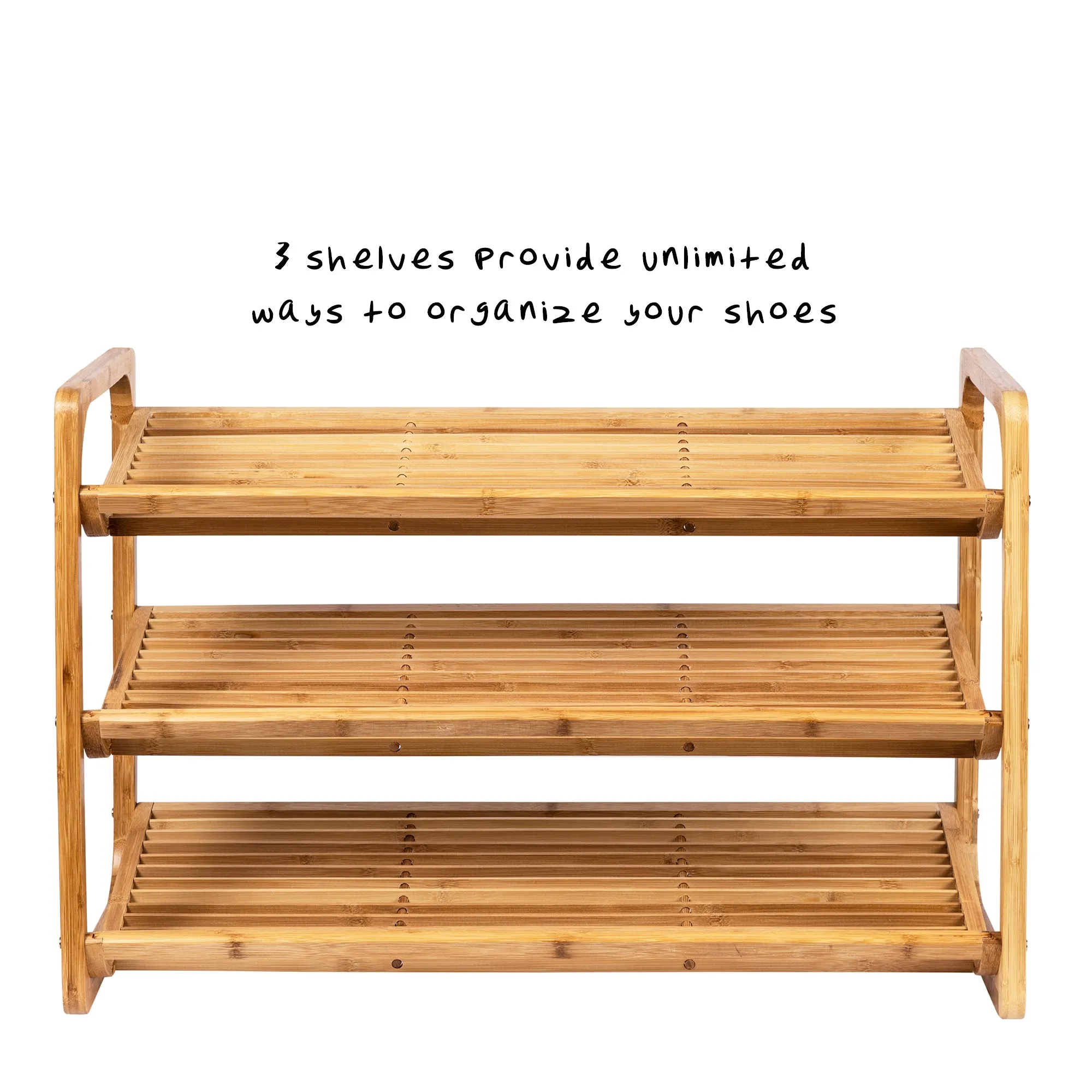 Natural Bamboo 3-Shelf Shoe Rack