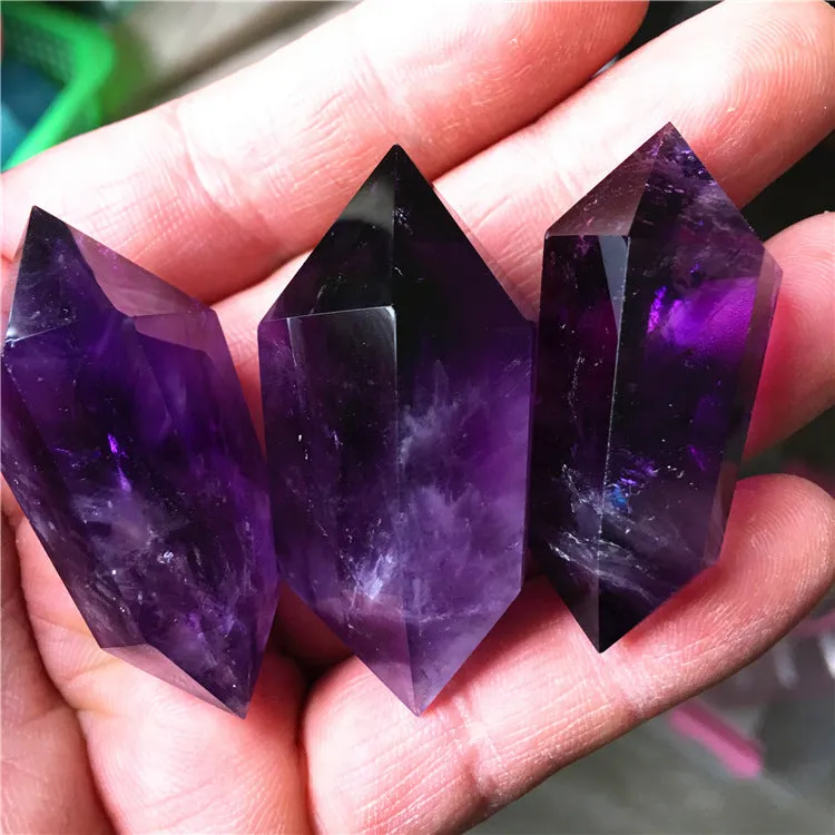 Natural Uruguayan Amethyst Double Pointed Pillar