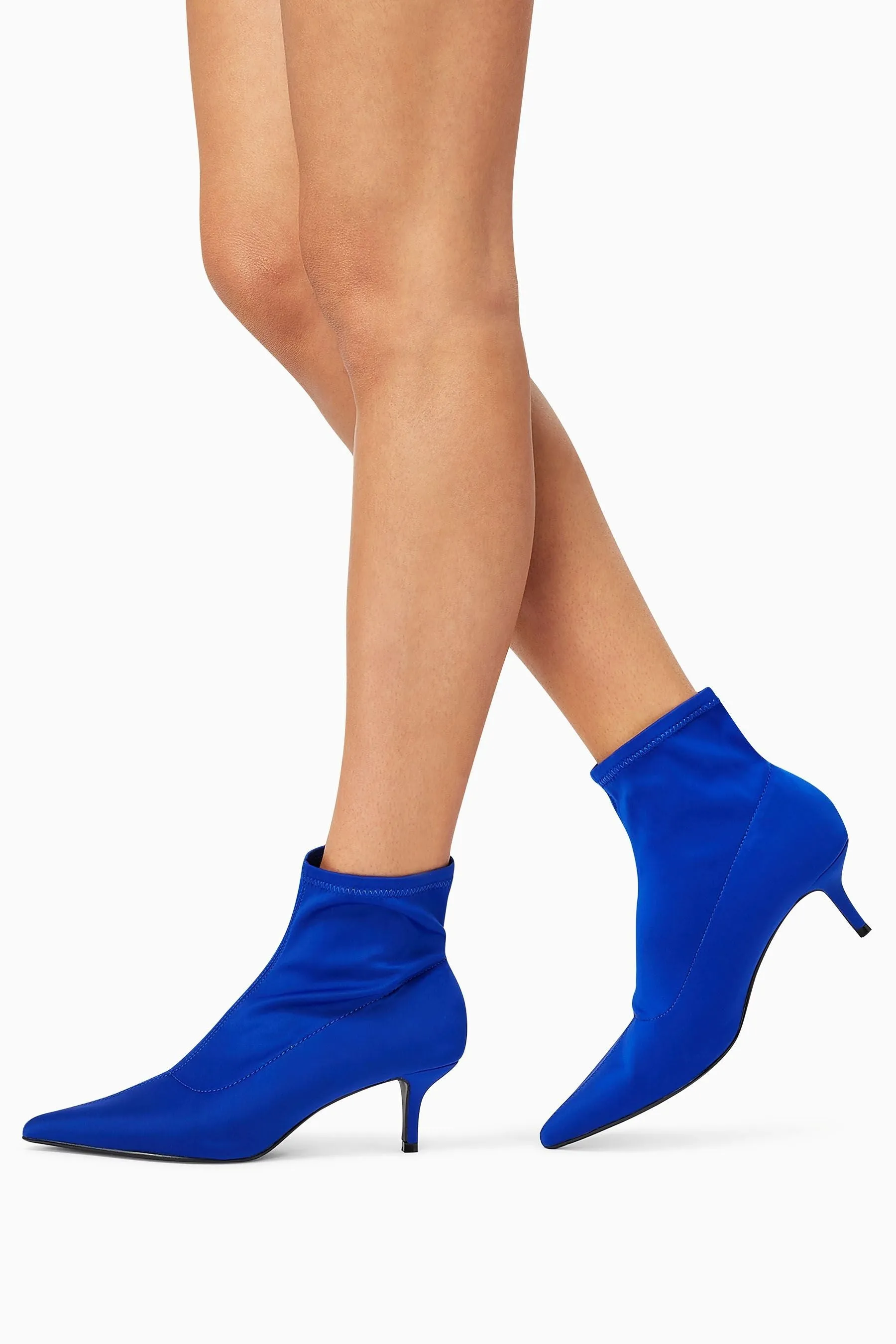 Next Womens/Girls  Blue Kitten Heel Sock Boots