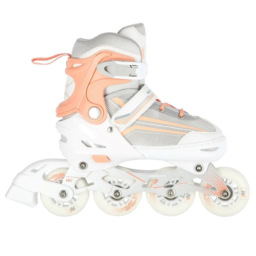 Nils Extreme Nh18190 2In1 Inline Skates White/Pink Size. S (29-33) With Interchangeable Hockey Skates