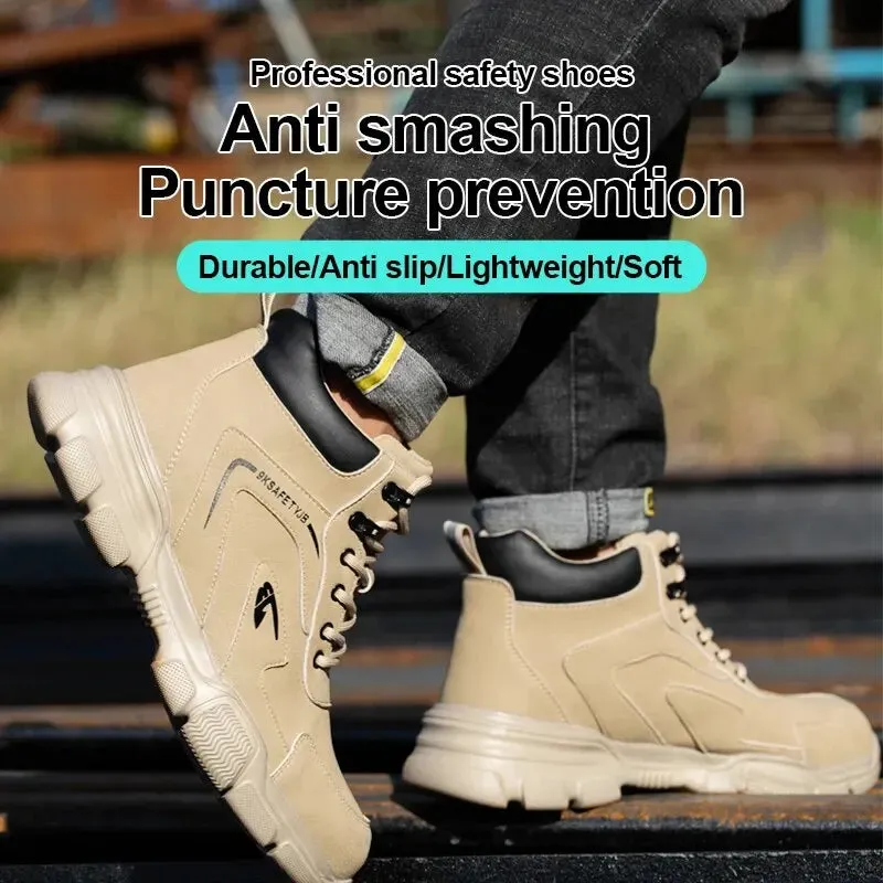 Protective Shoes Men's Safety Anti-smashing Stab Steel Toe Work Boots.