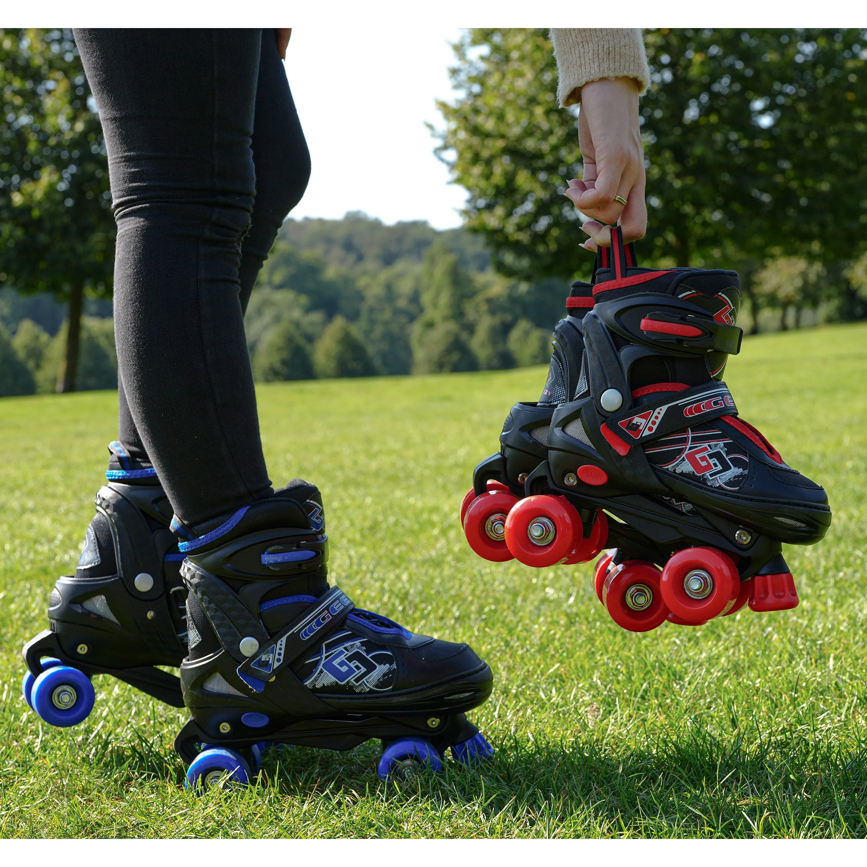 Red and Black Roller Skates for Kids with 4 Wheel