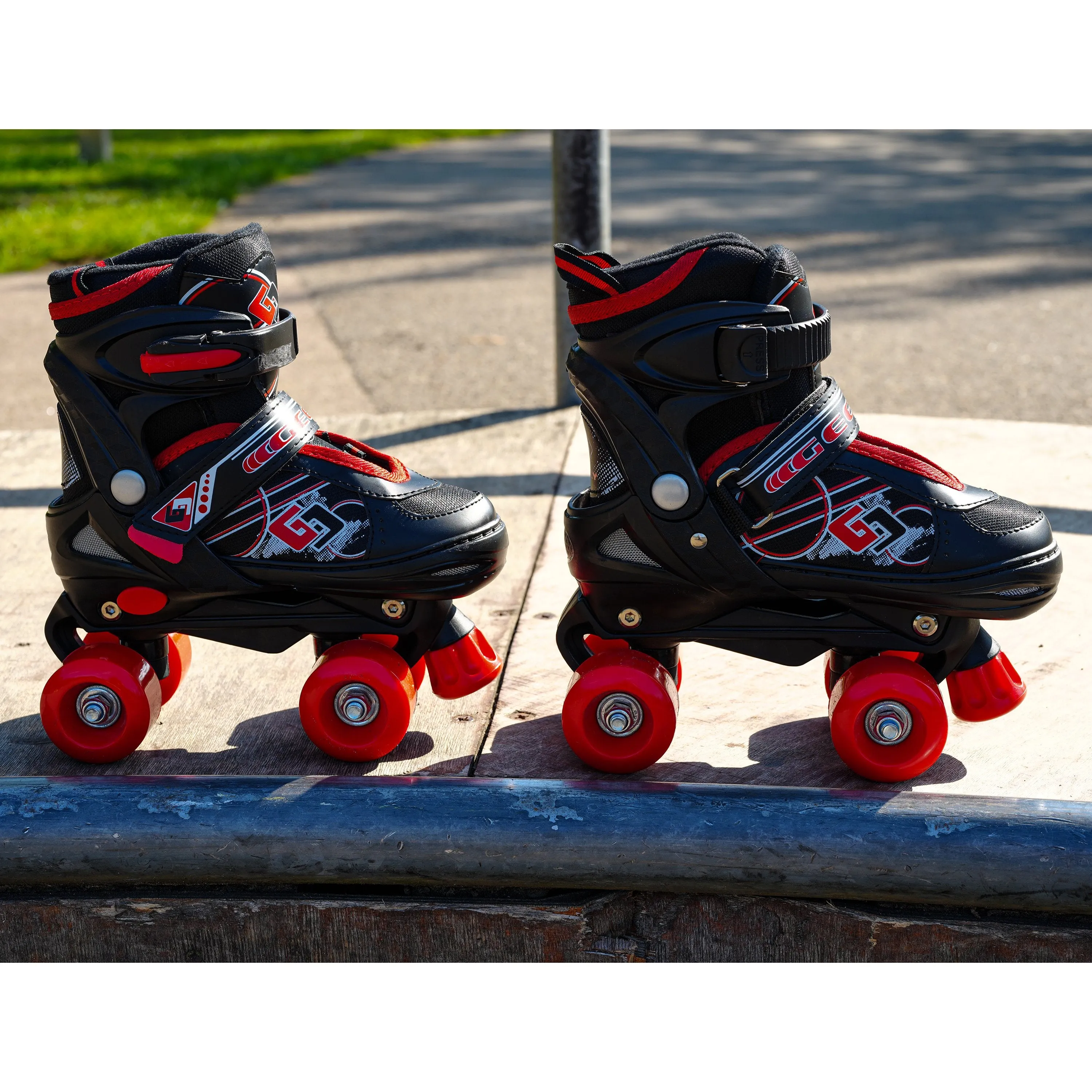 Red and Black Roller Skates for Kids with 4 Wheel