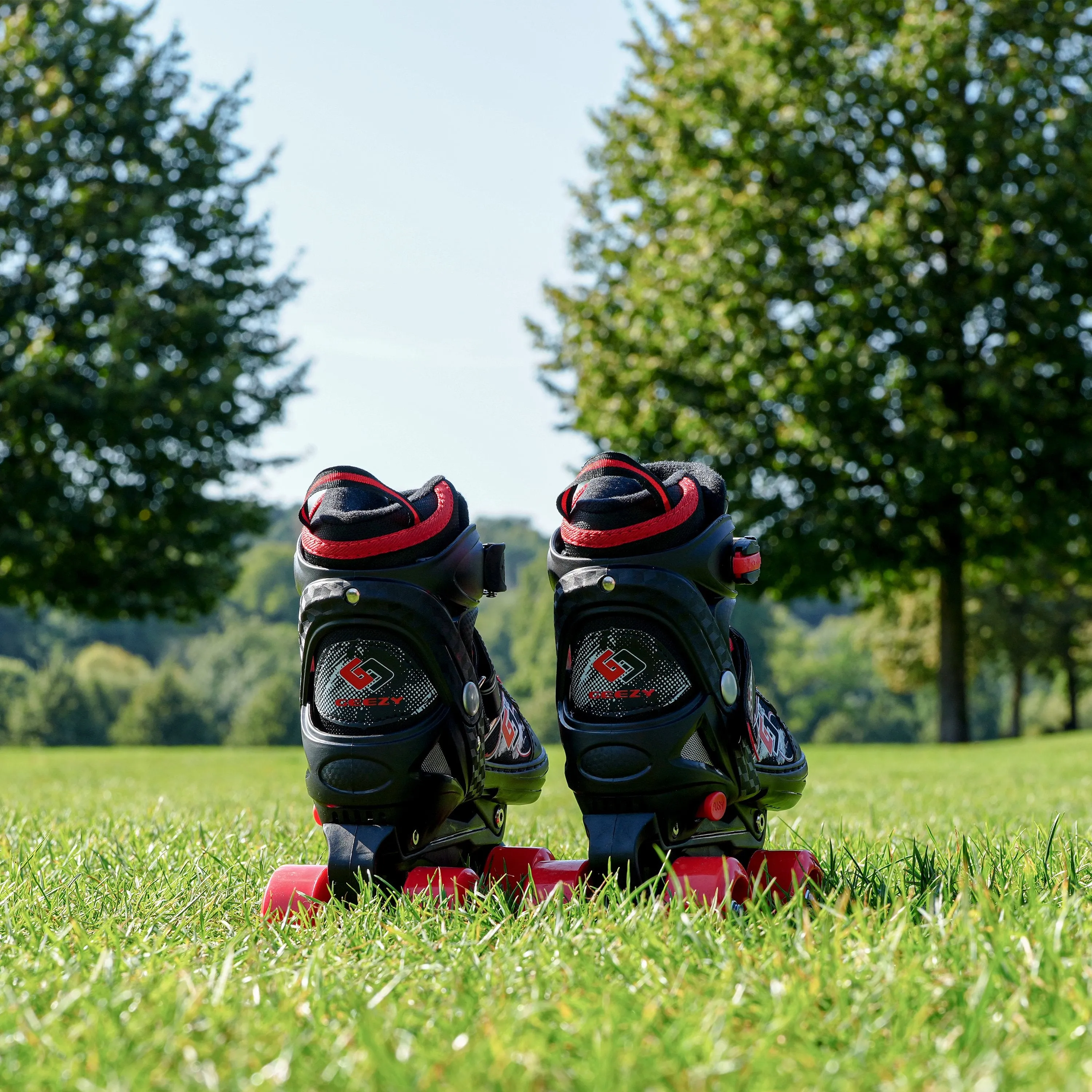 Red and Black Roller Skates for Kids with 4 Wheel