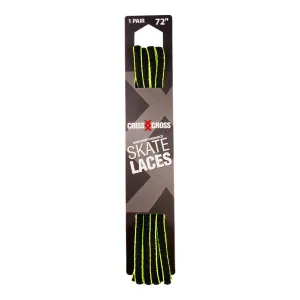 Riedell Criss Cross Skate Laces Skinny 3/8" Width - Black/Neon Yellow Pinstripe