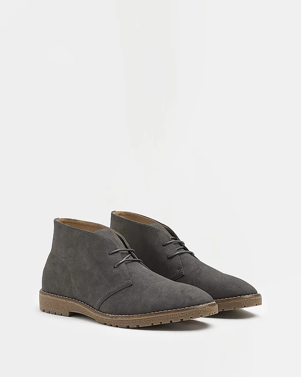 River Island Grey Suedette Mens Desert Boots