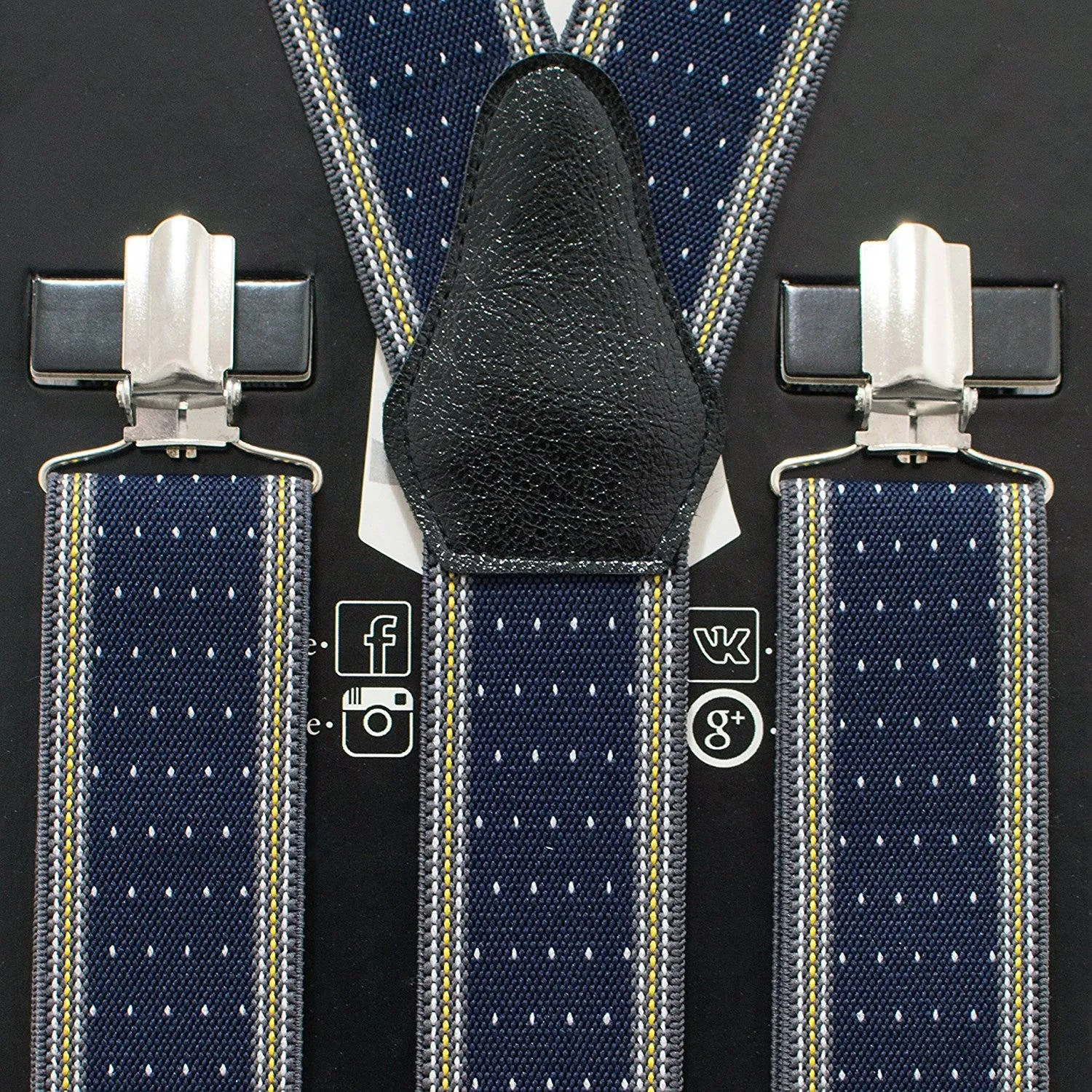 Striped-Dots Blue Suspenders