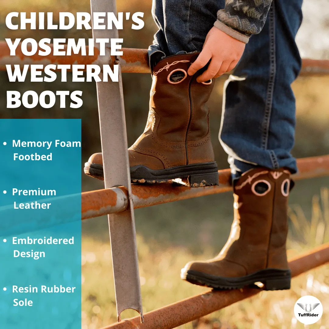 TuffRider Children Yosemite Barbed Wire Embroidered Round Toe Western Boots