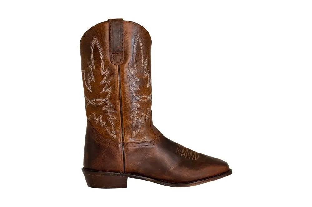 TuffRider Men’s Old Faithful Leather Embroidered Wide Square Toe Western boot