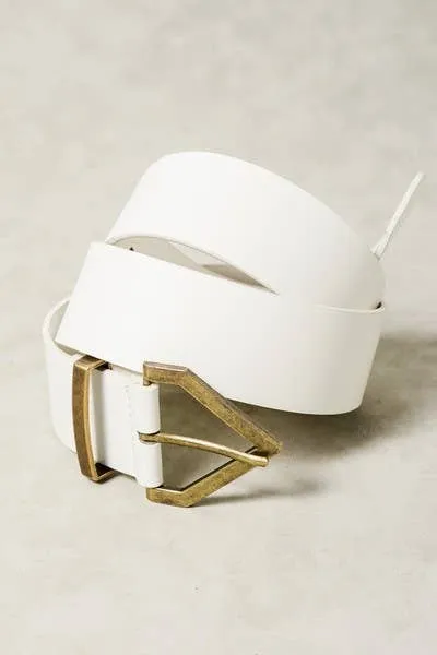 White Diamond-Pointed Buckle Belt